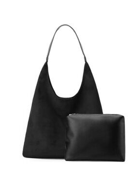 Suede Leather Retro Hobo Shoulder Bag Crossbody Handbag with Small Pouch